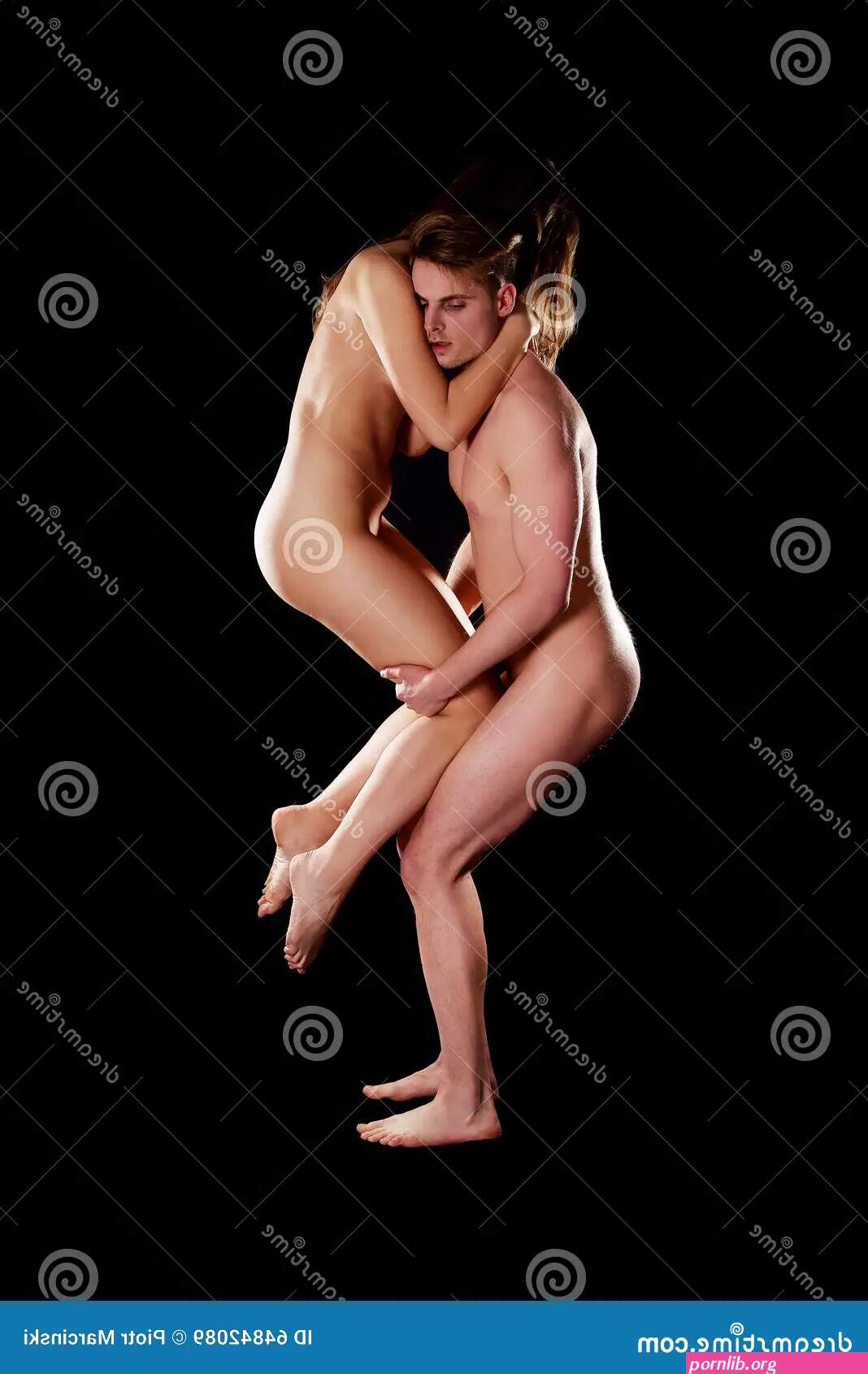 Naked Couple in Modern Dance Pose. Stock Image
