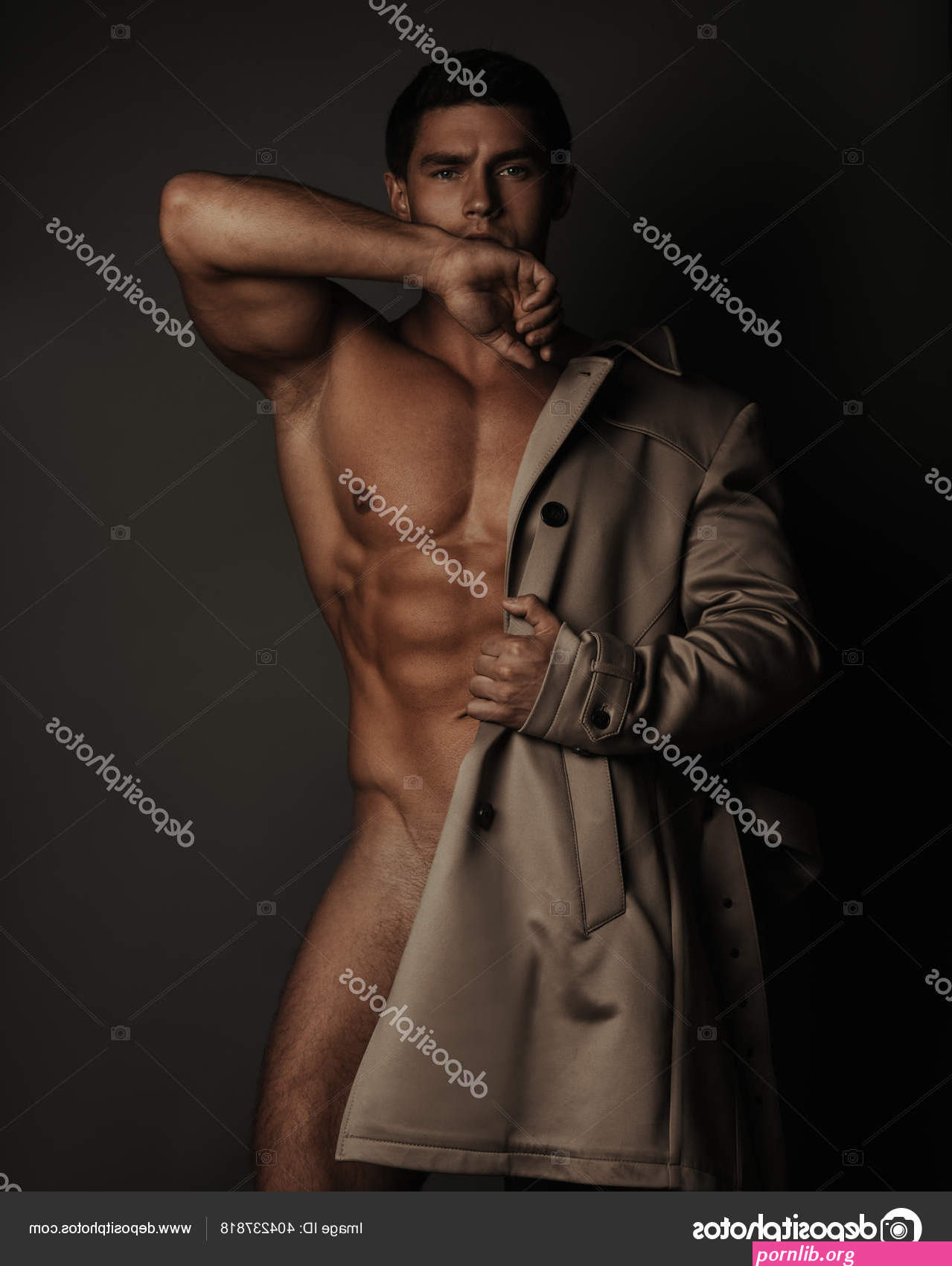 Semi Naked Male Fitness Model Coat Stock Photo by sergelee 404237818