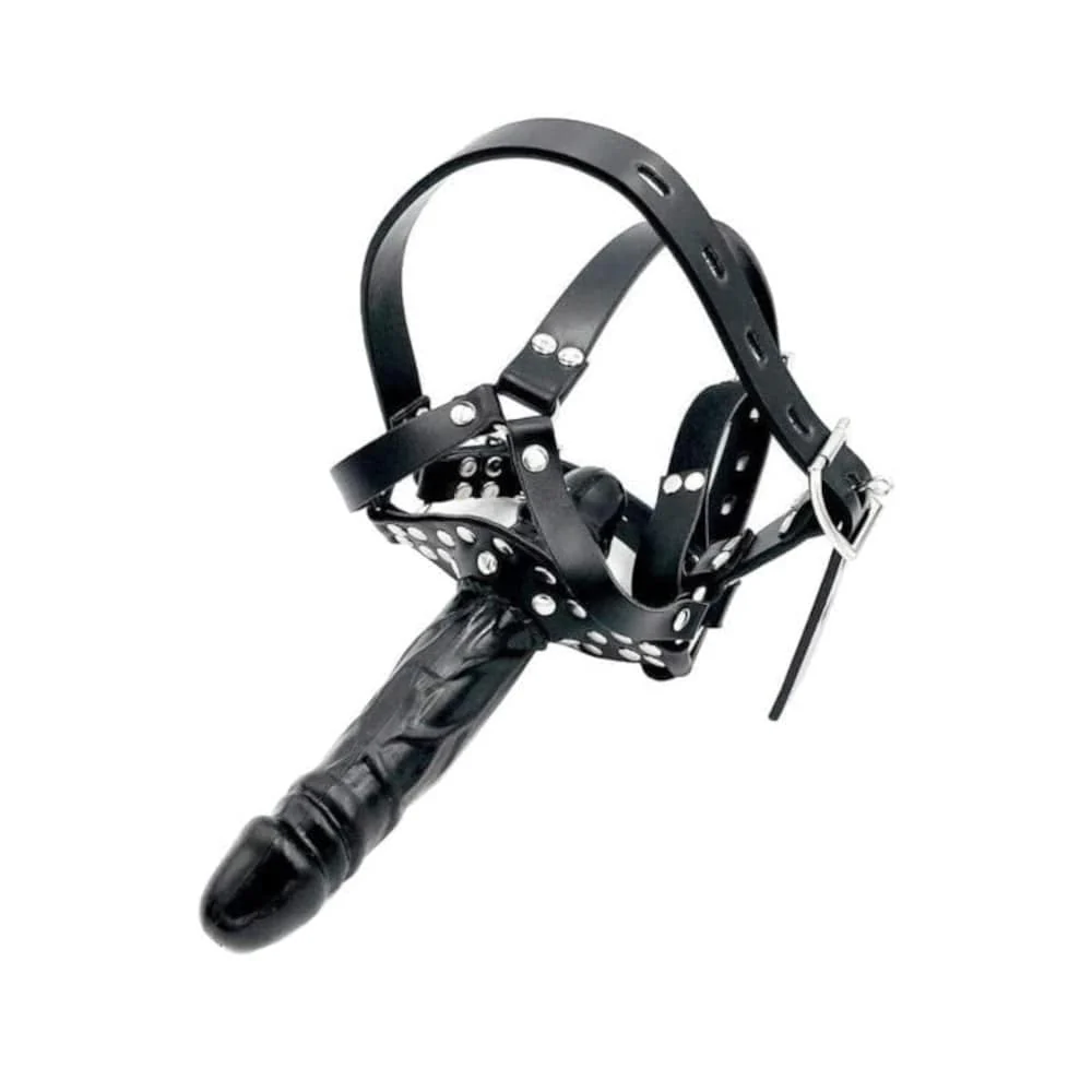 Sadistic Open Mouth Gag Black Face Dildo BDSM