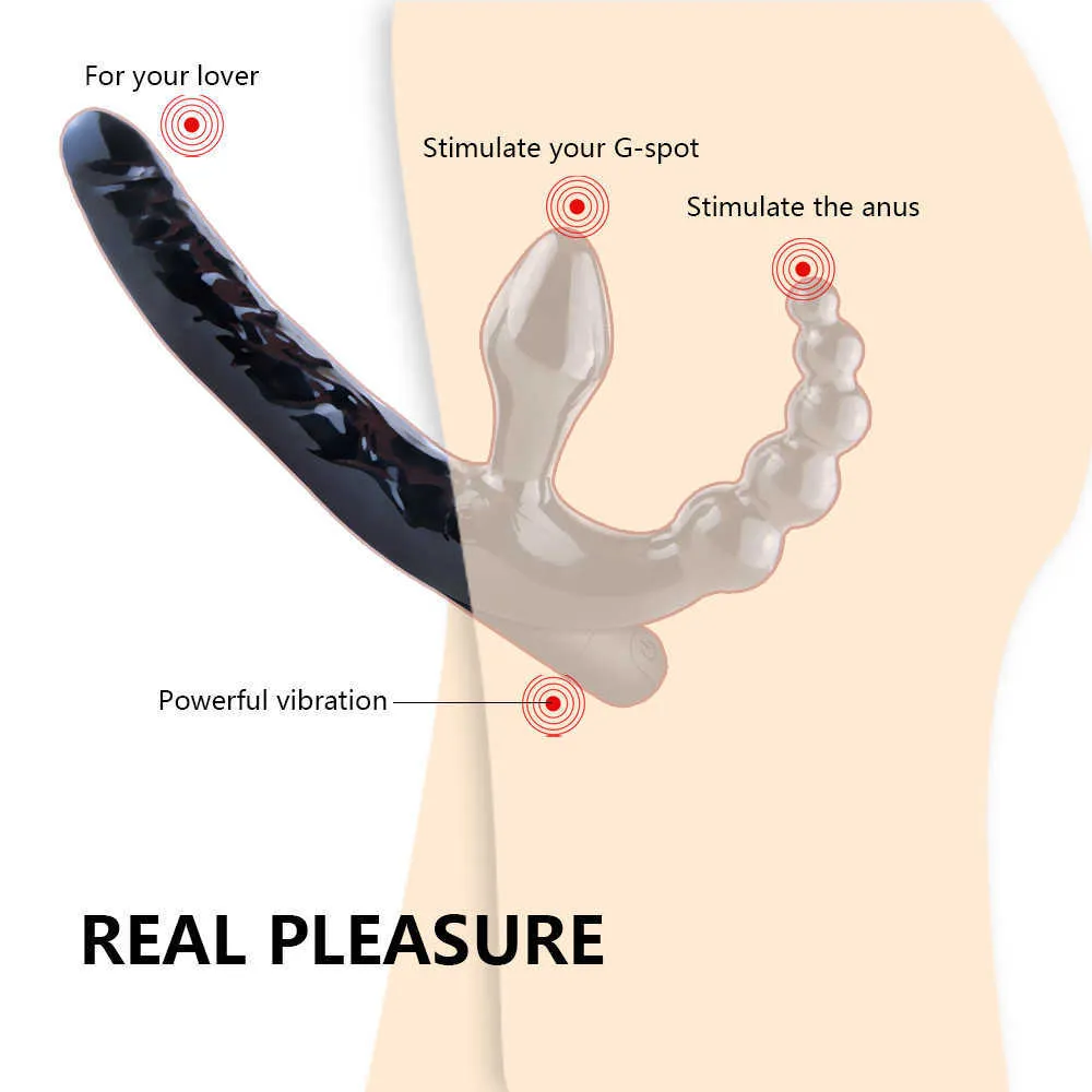 :Strapless Strapon Dildo Vibrators Sex Toy for Women Lesbian Strapon Dildo Butt Plug Vibrator Double Dildo Toys for Adult S0824:Health Beauty