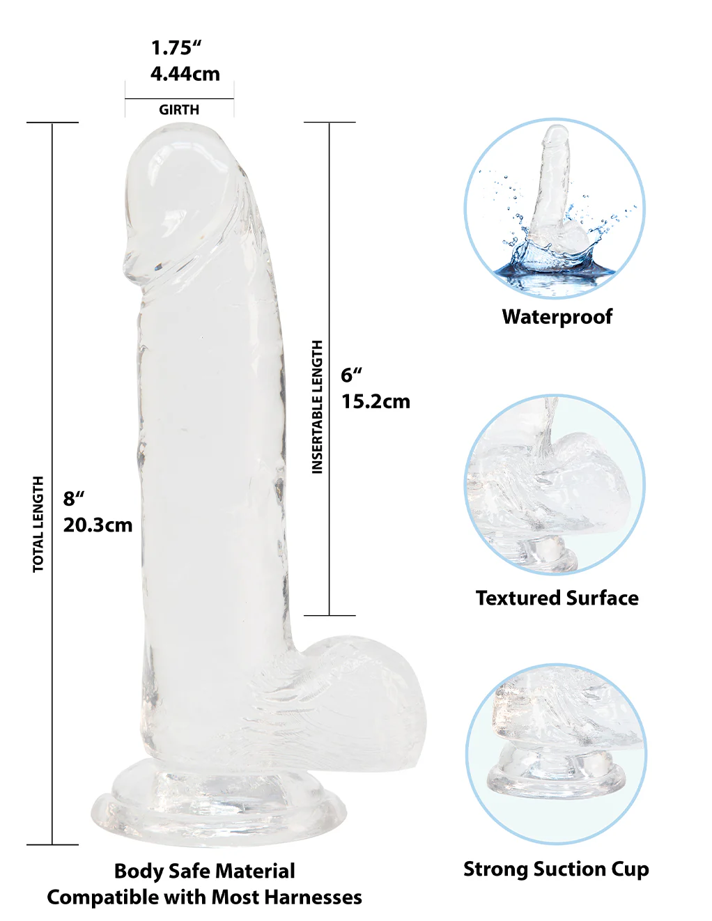 Crystal Addiction 8 Dildo with Balls