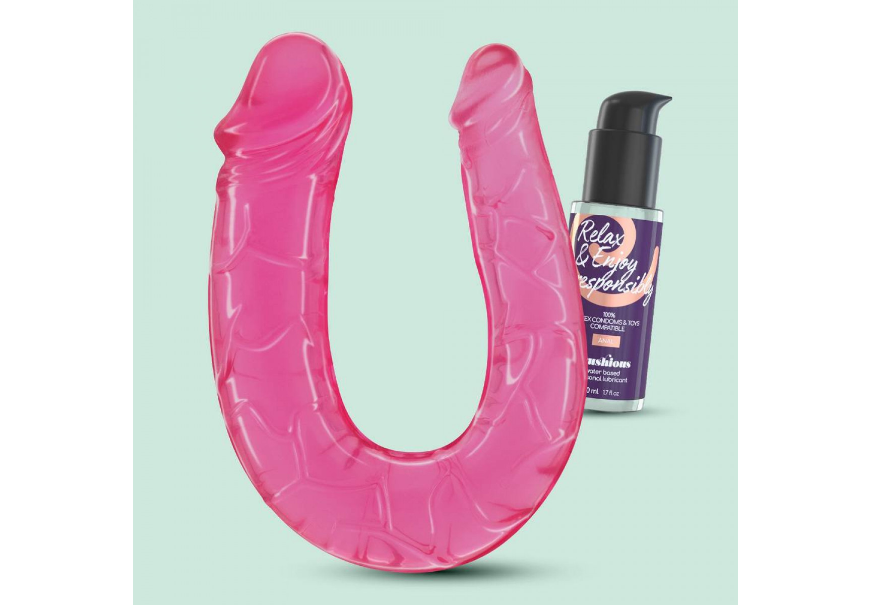 Crushious Deep Diver Double Dildo With Anal Lubricant Pink 27cm
