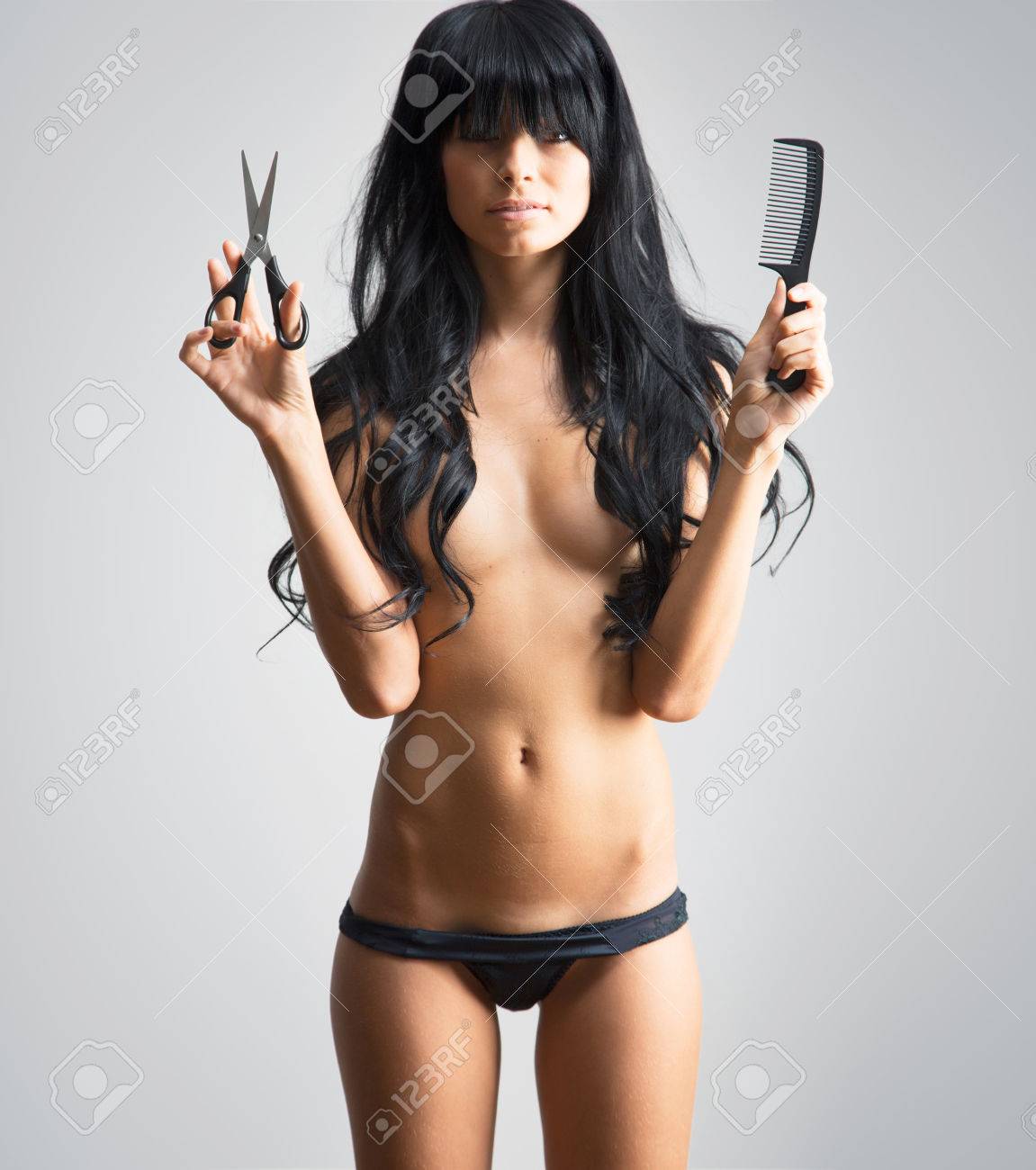 Happy Half-naked Woman Tonsured Their Hair -. Image 24849245