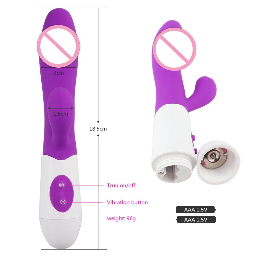 Dildo Vibrators Sex Toy Vagina G Spot Clitoris Nipple Dual Stimulator