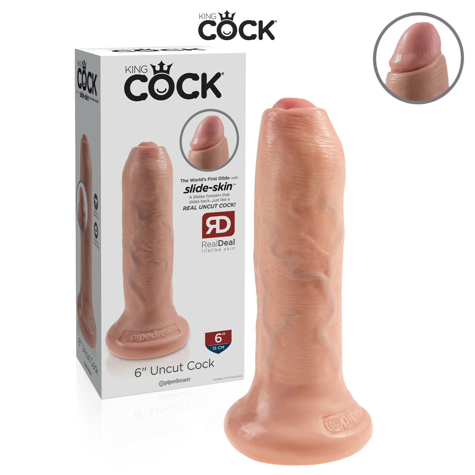 King Cock Uncut Flesh DILDO Slide Skin Lifelike Foreskin 115497249622