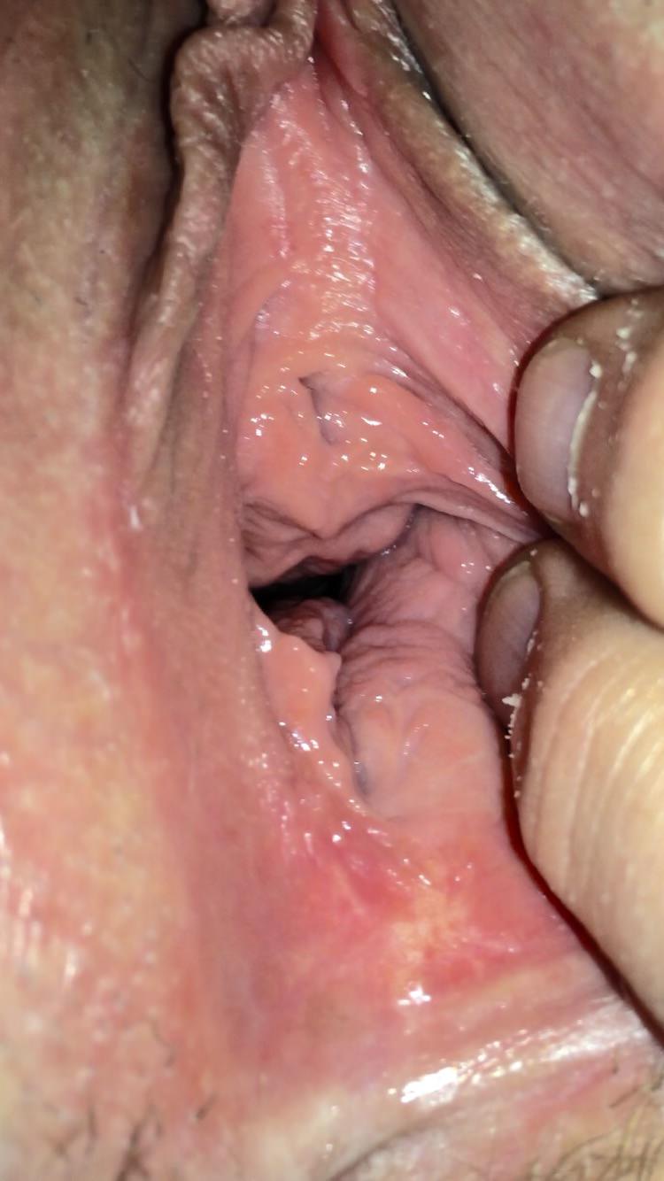 Spread me and look deep inside my pussy. Porn Pic