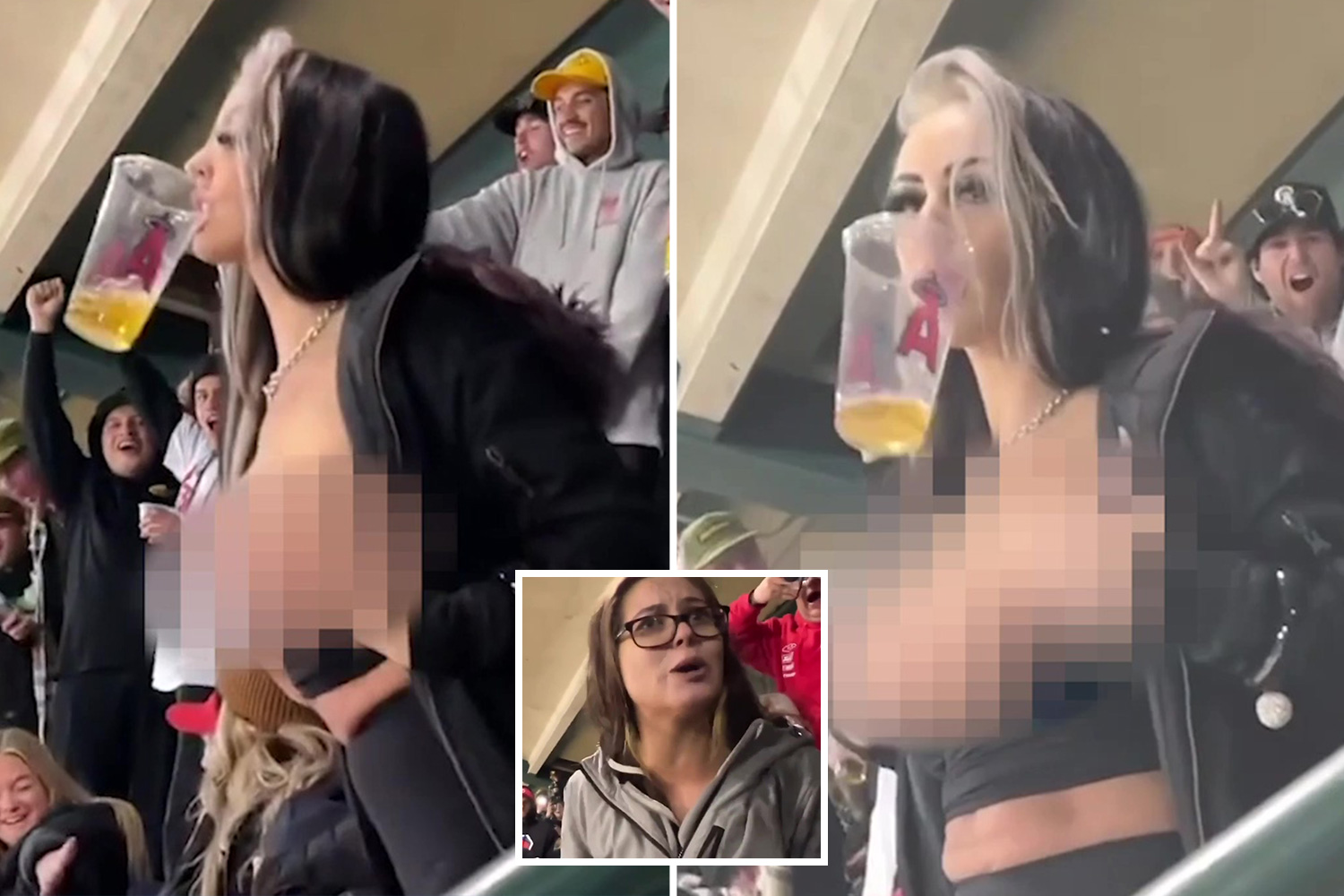 Moment woman flashes her boobs in Supercross stadium almost sparks a FIGHT as angry mum screams there are kids here