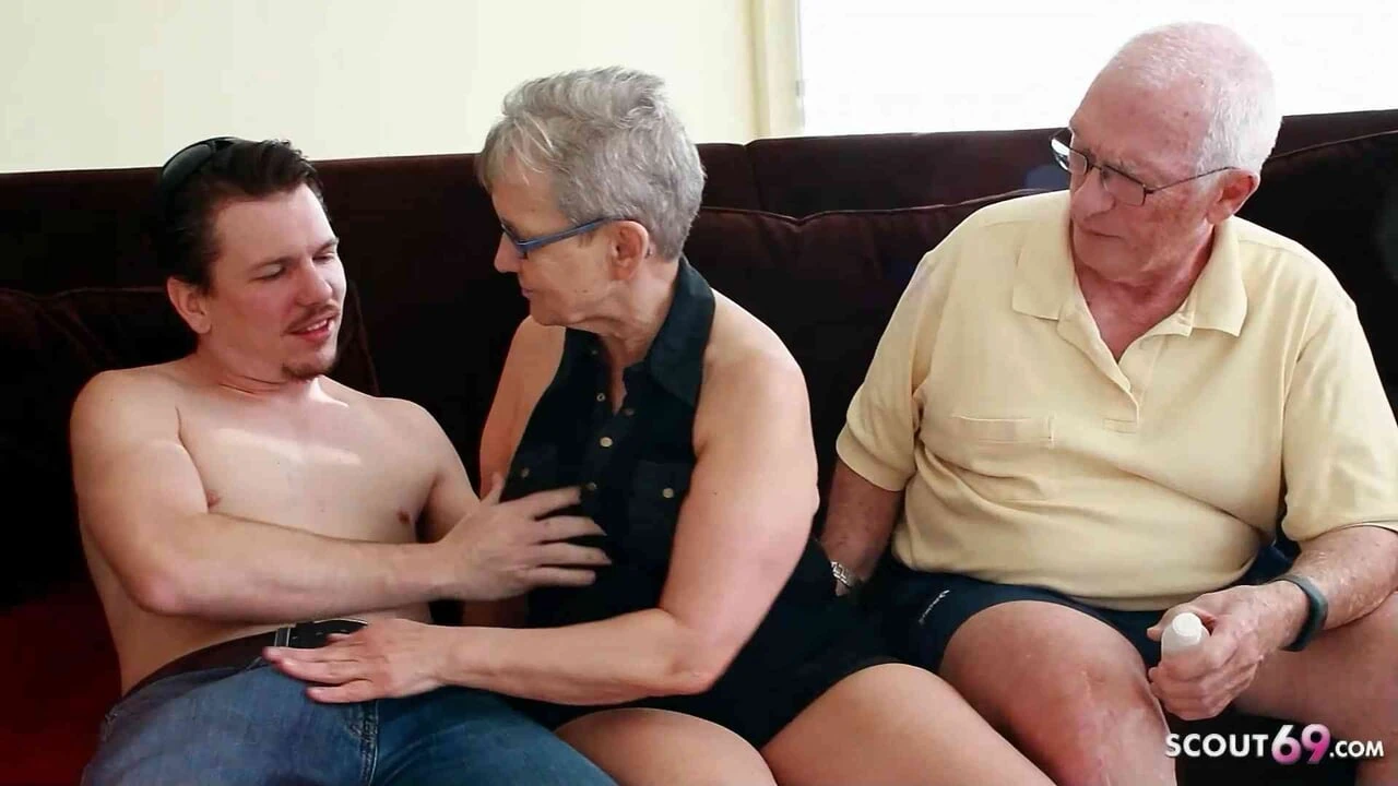 Old Granny Wife and Husband at First FFM Threesome Sex with Big Dick Boy
