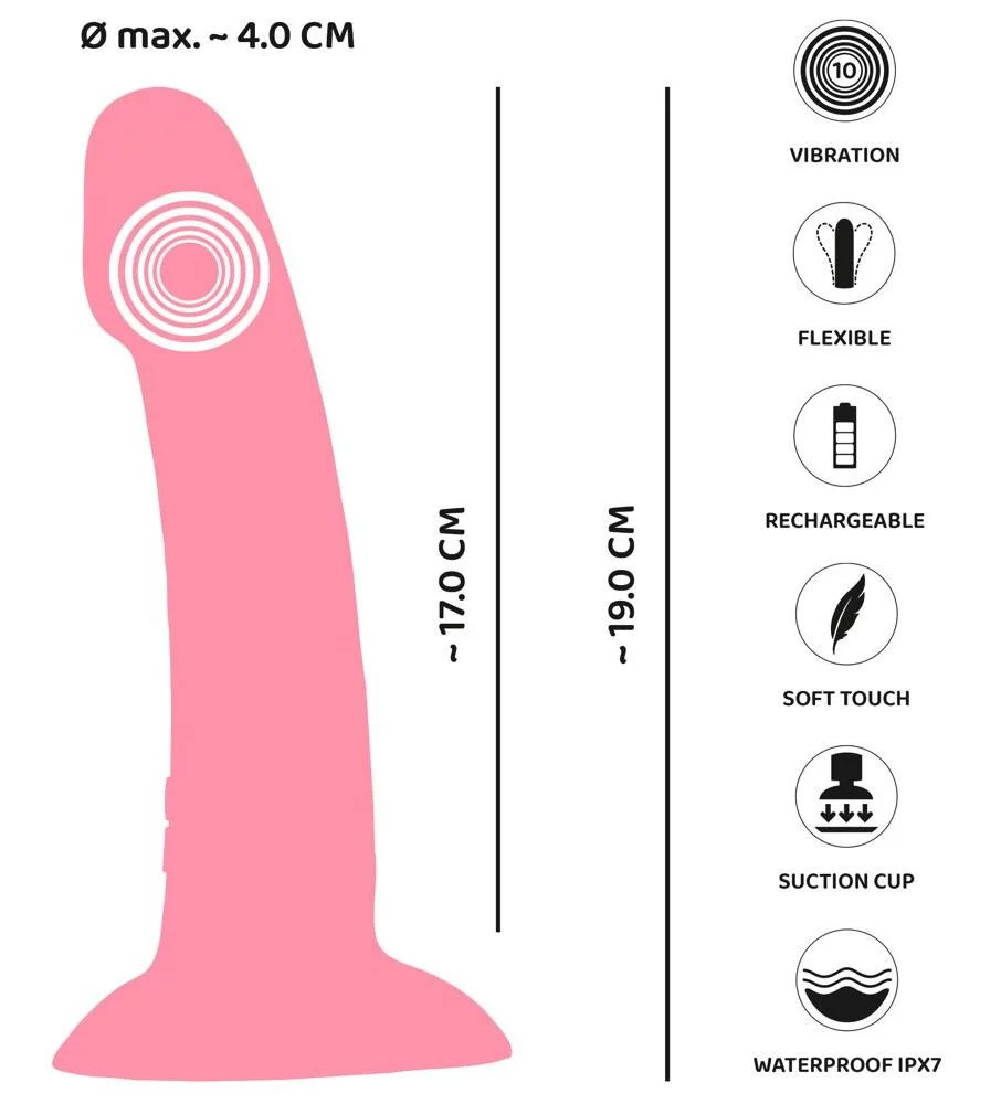 Vibrerende Dildo met Zuignap Heart Guy Roze