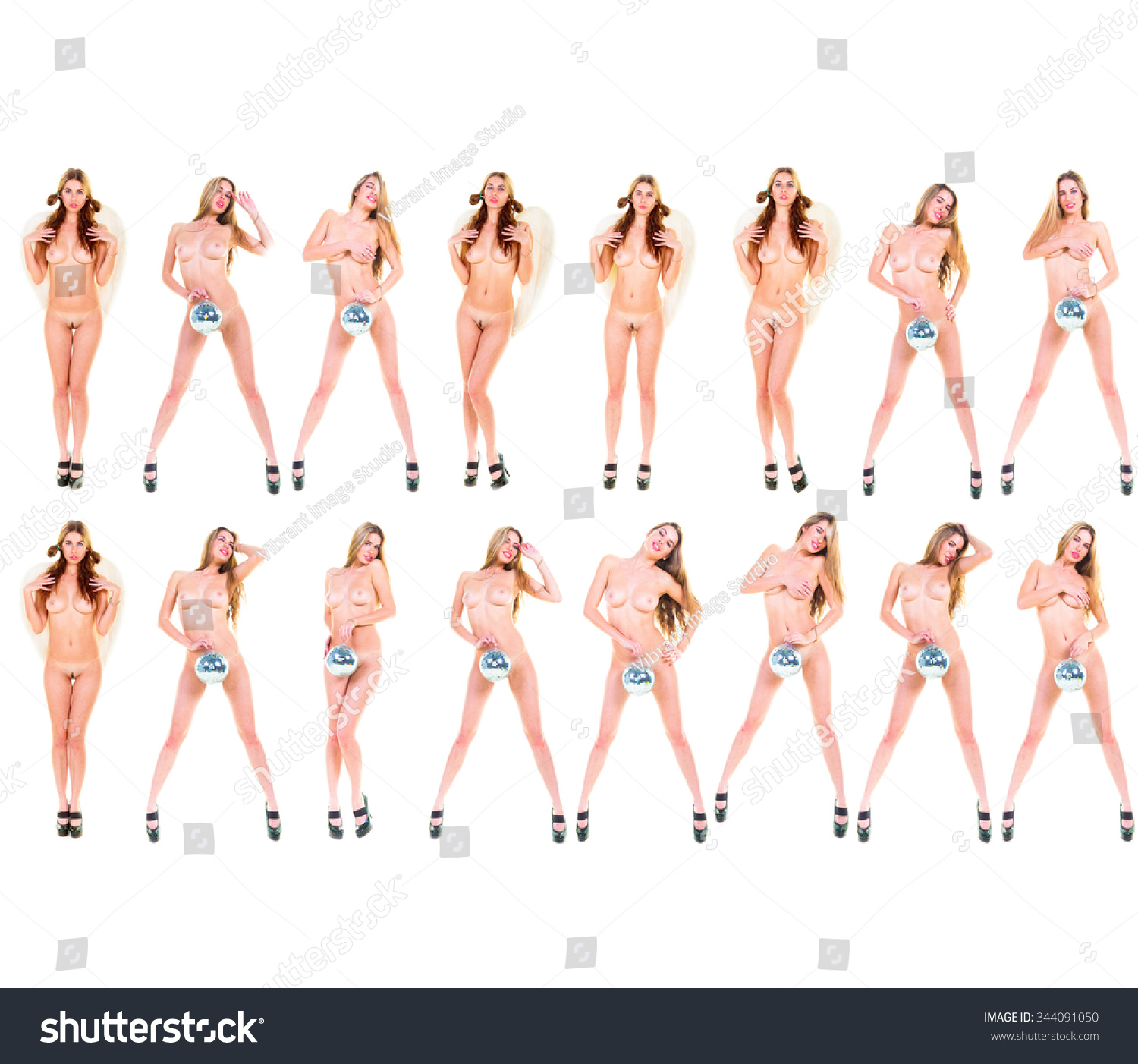 Naked Disco Many Same Nude Stock Photo 344091050