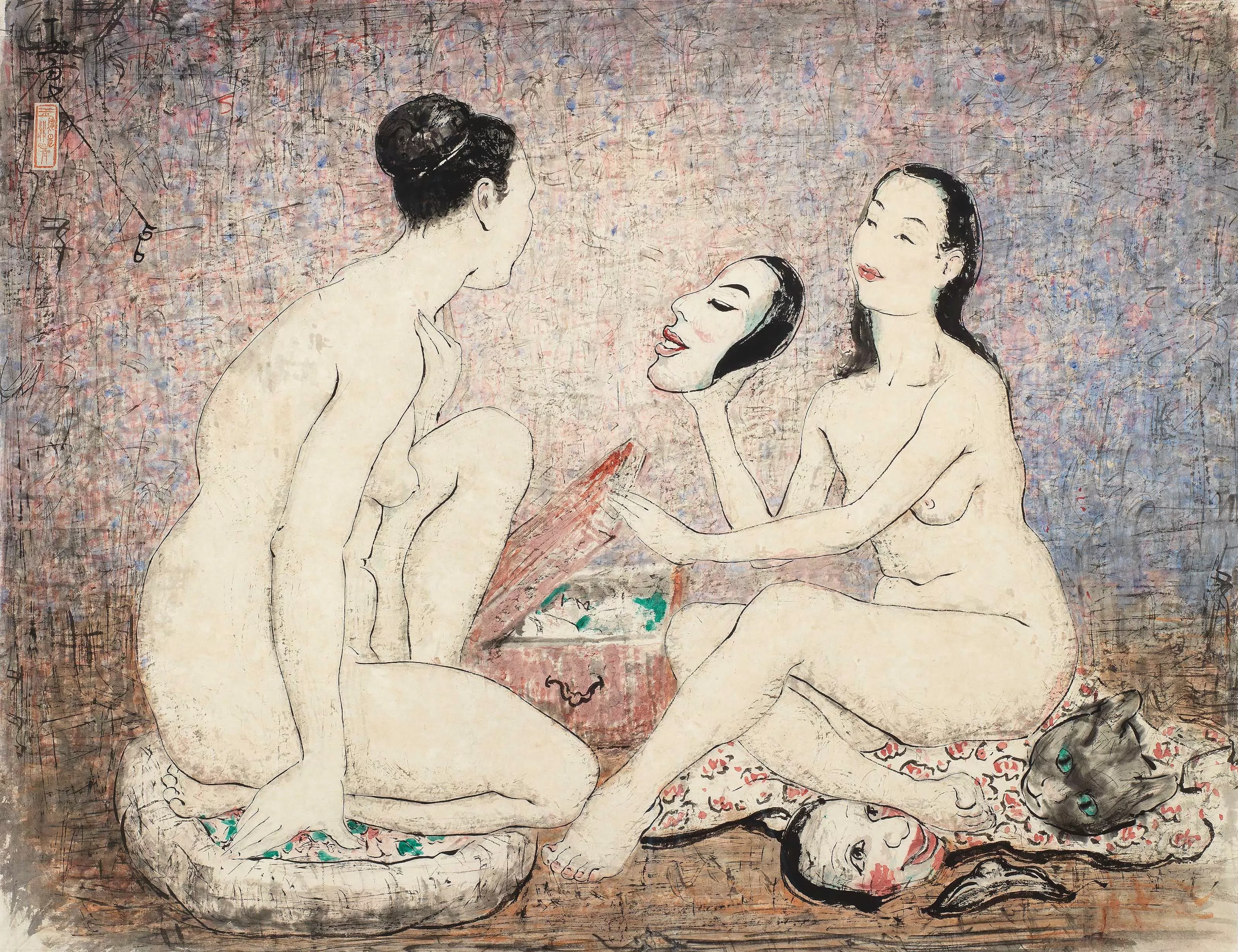 Seated Nude Holding a Mirror by Pan Yuliang