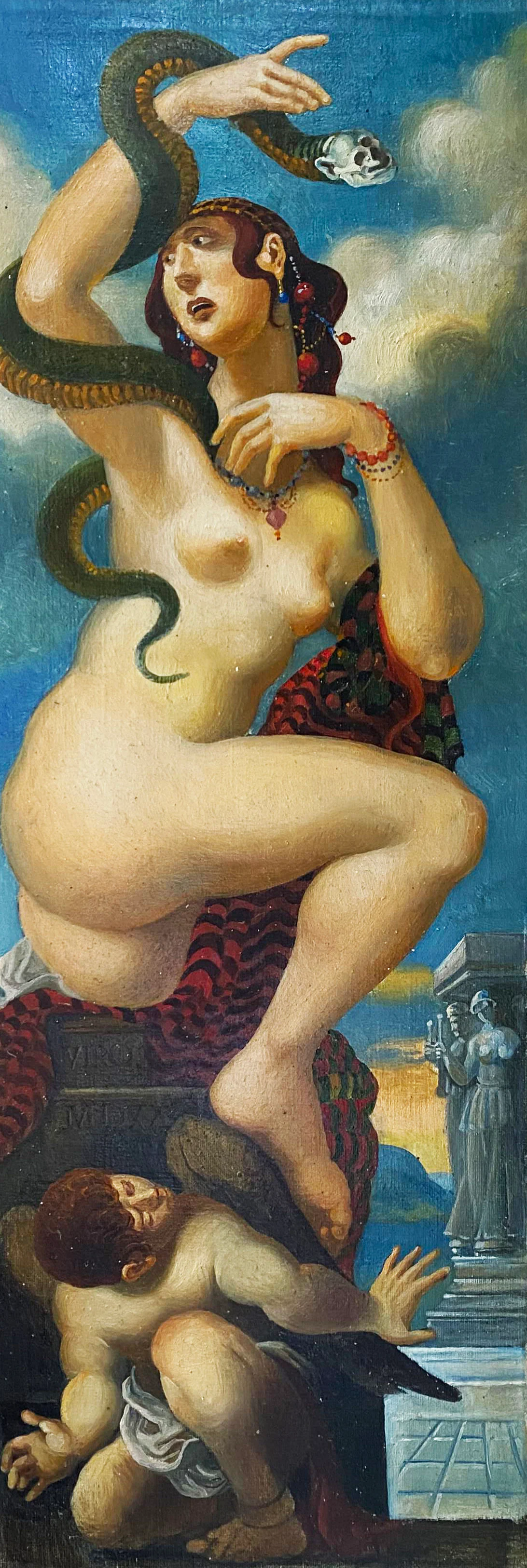 Oil painting Naked girl with a snake Litvinov Oleg Arkadyevich