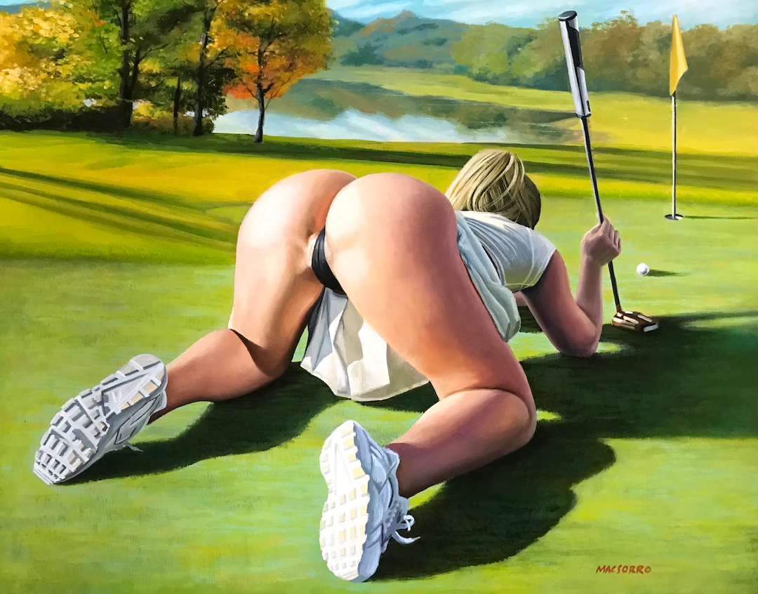 Prints of Erotic Art Painting of Golf Woman Giclée and Metal Print
