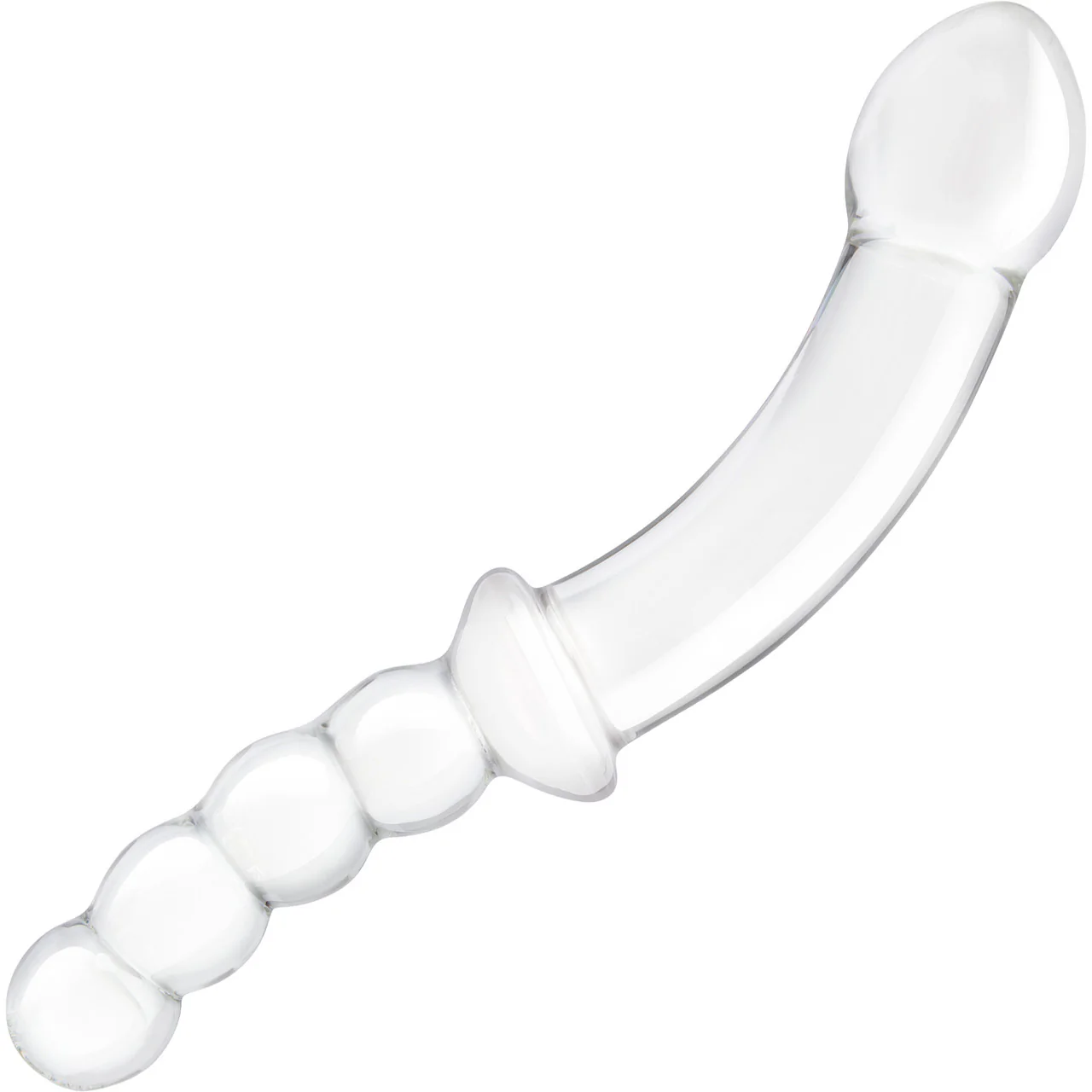 Gls 12.5 Girthy Double Sided Dong Glass Dildo With Anal Beads