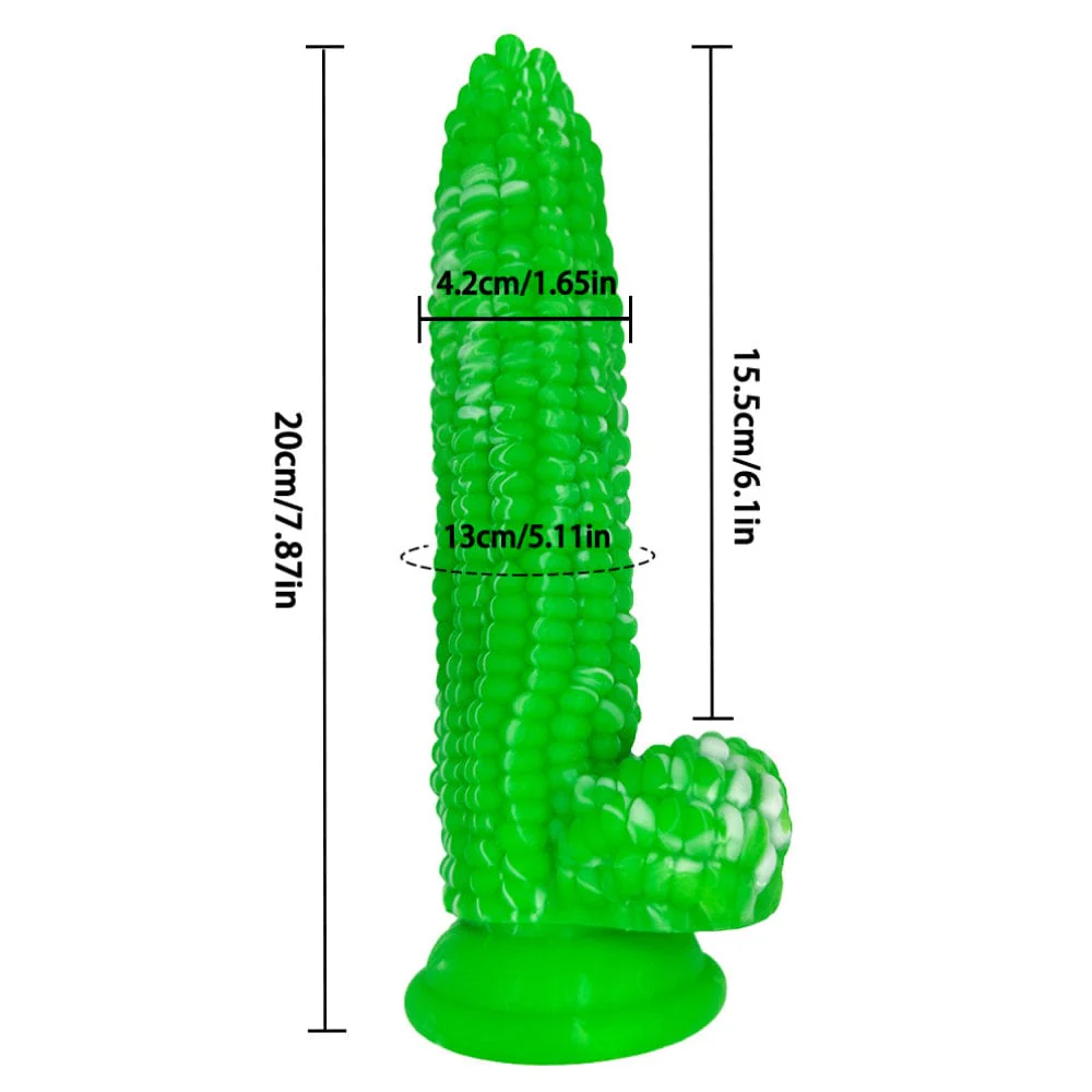 Fantasy Dildo Sex Toy Green Monster Corn 8 Inch Thick Penis Silicone