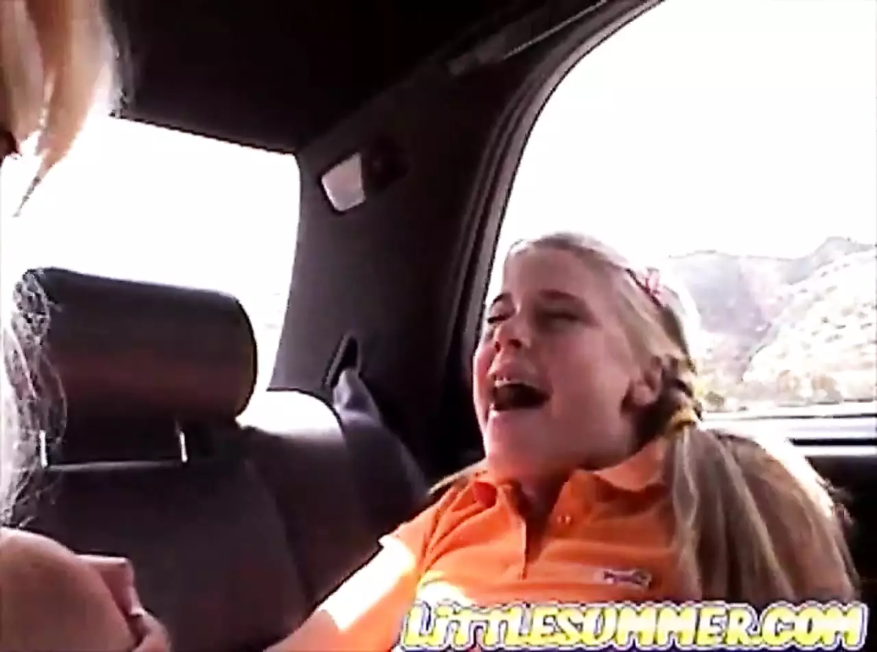 Little Summer fingered in the back of car in public watch online