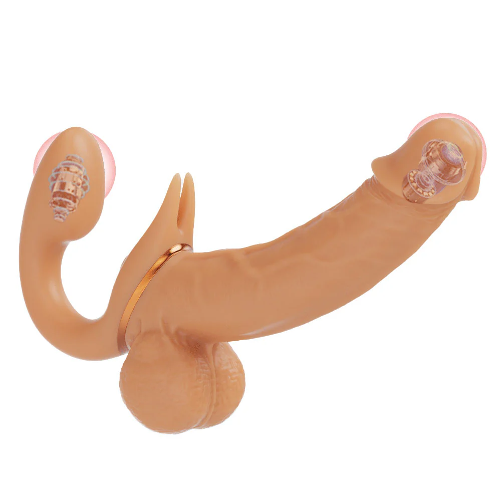 YEAIN Lesbian Wearable Telescopic Strapless Strap-On Double Ended Vibrating Dildo for Women