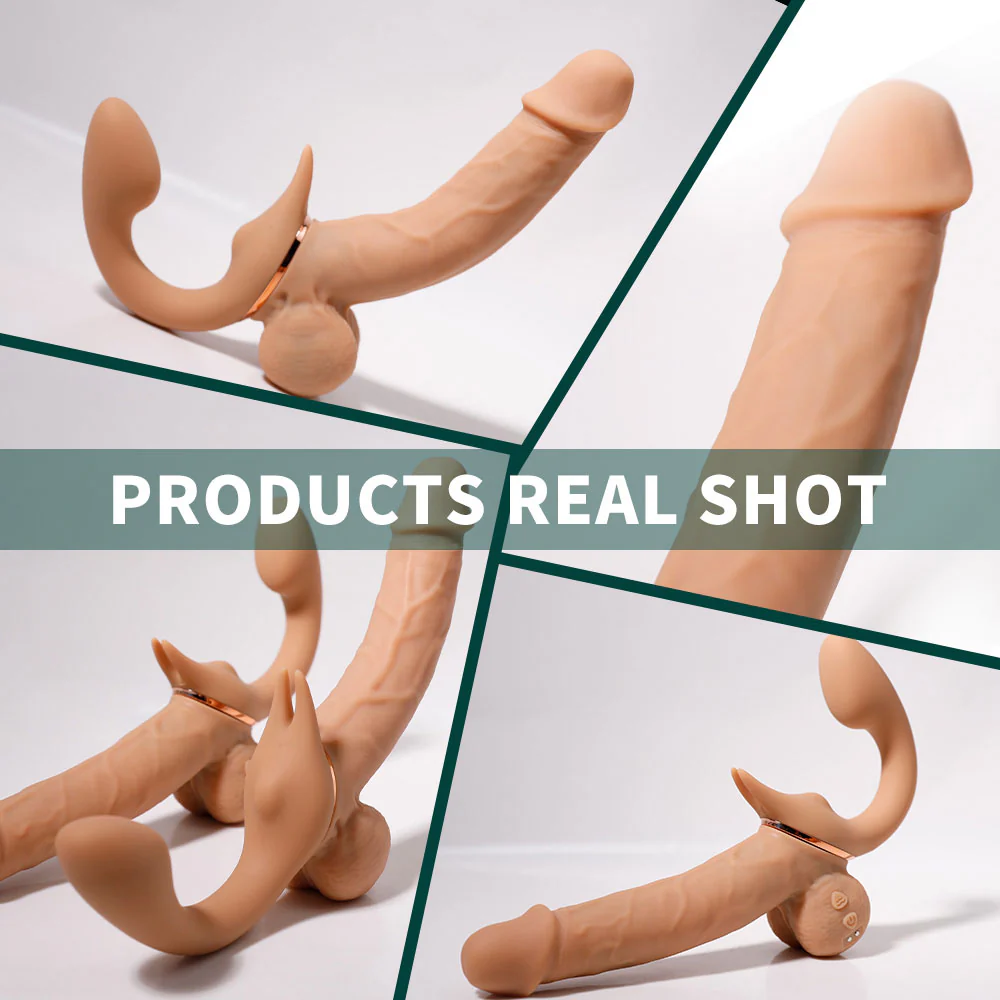 YEAIN Lesbian Wearable Telescopic Strapless Strap-On Double Ended Vibrating Dildo for Women