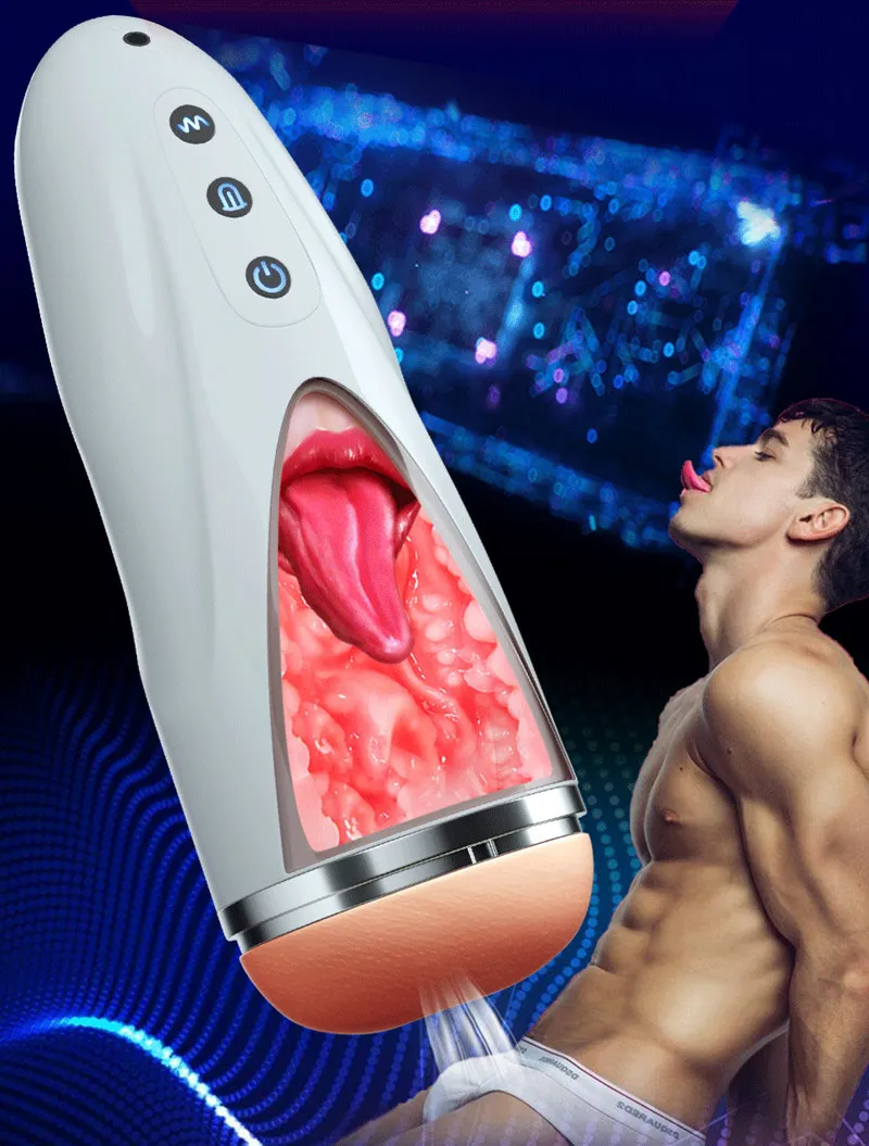 Powerful Male Masturbator Auto Sucking Channel Pocket Pussy Real Vagina Peni Dildo Cock Stimulator Blowjob Sex Toys For Men 201216 Van 3212