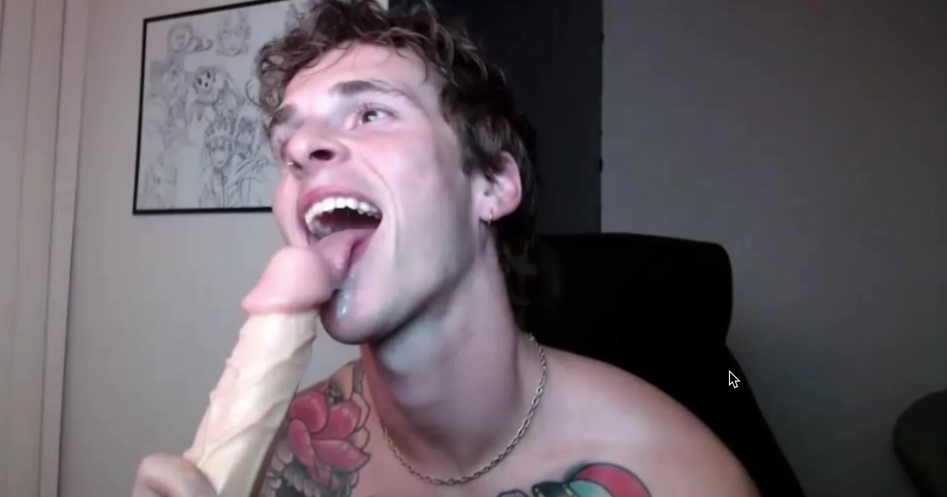 Straight Guy Sucks Dildo