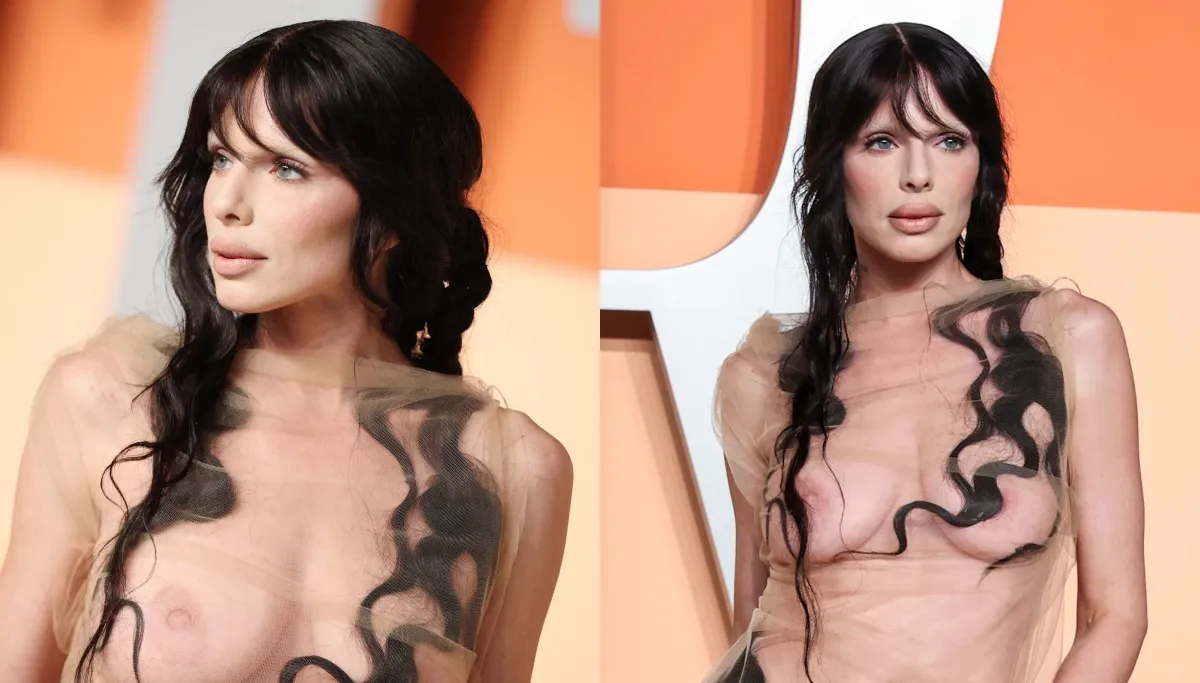 Julia Fox in Sheer Birth of Venus Dress at Vanity Fair Oscar Party
