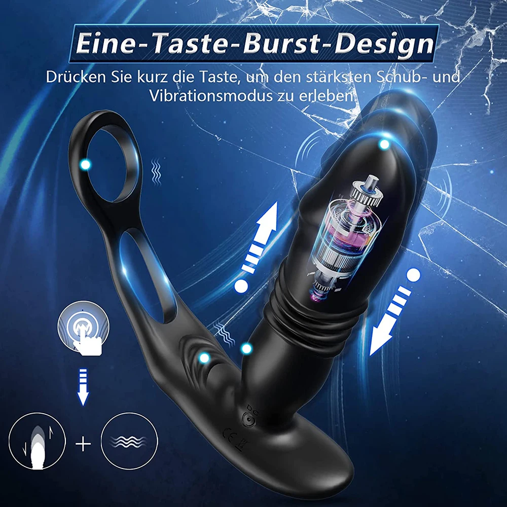 3 In 1 Mannen Vibrator Anaal Butt Plug Sex Toy Met Stoten Remote Prostaat Massager Anaal Butt Plug Met Penis ring