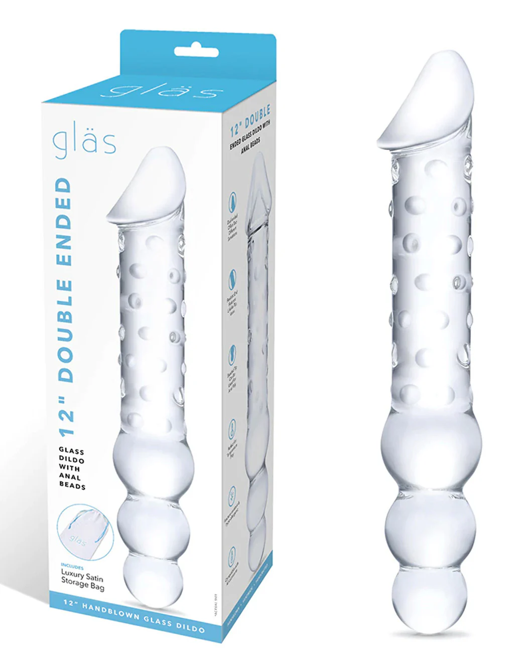 Glas 12 Double Ended Dildo with Beads