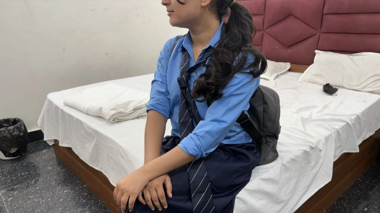 Desi Teen with School Girl in Oyo Hardcore Sex: Blowjob Porn feat. Becky Bandini
