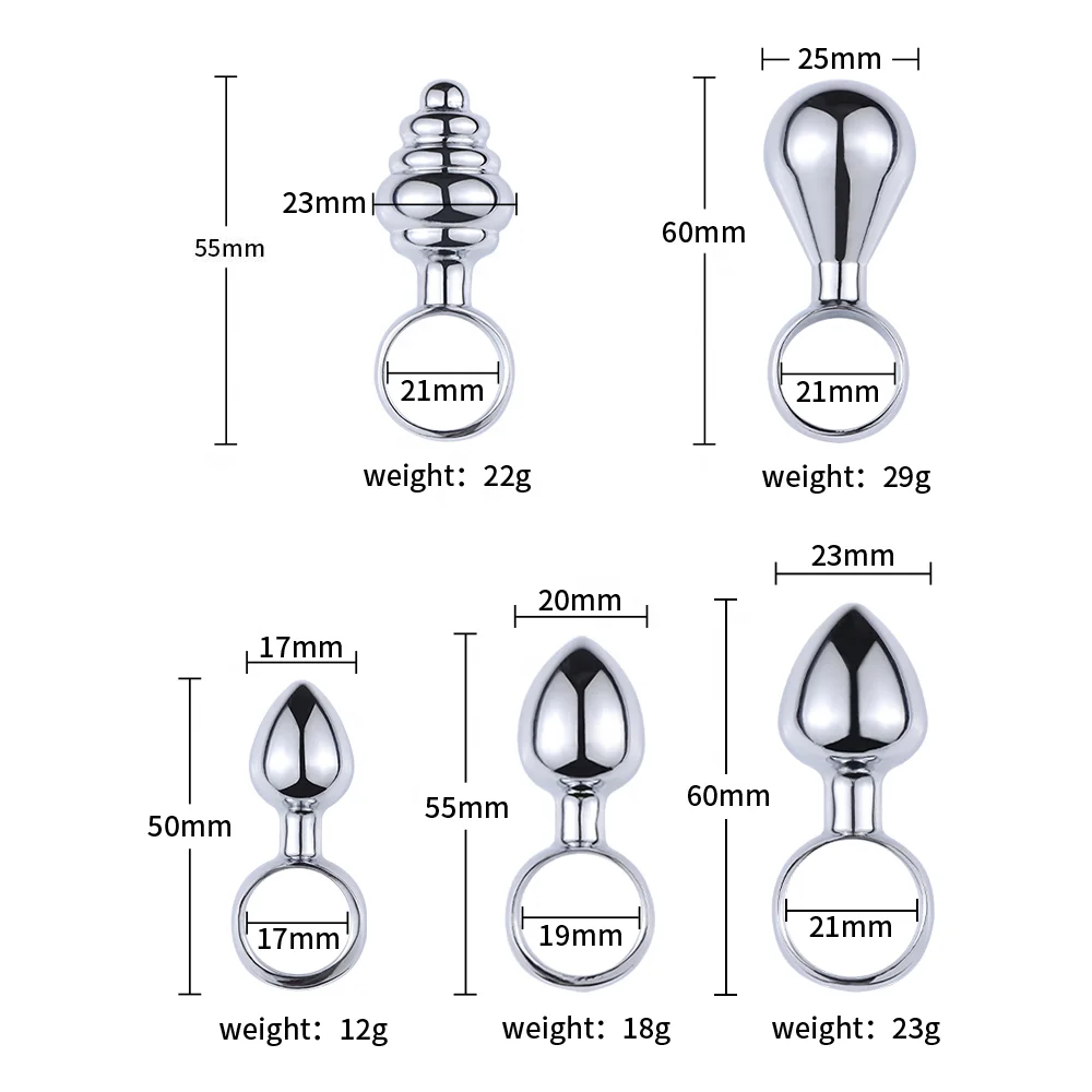 Modedesign Stahl Anal Spielzeug Metallringe Arsch Spielzeug Mini Fingerring Anal Plug Set