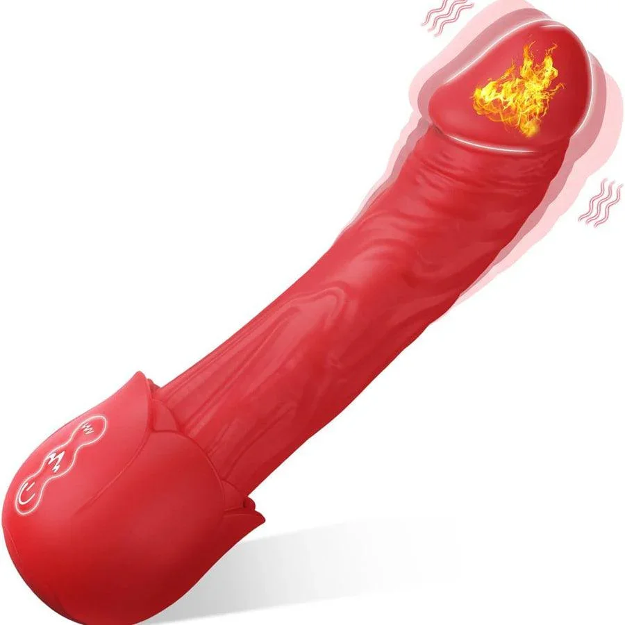 Slimme Verwarming Rozen Dildo Vibrator