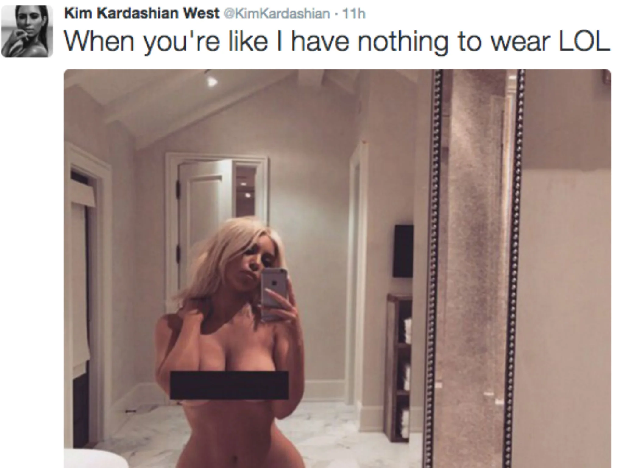 The reason why Kim Kardashian posts naked selfies