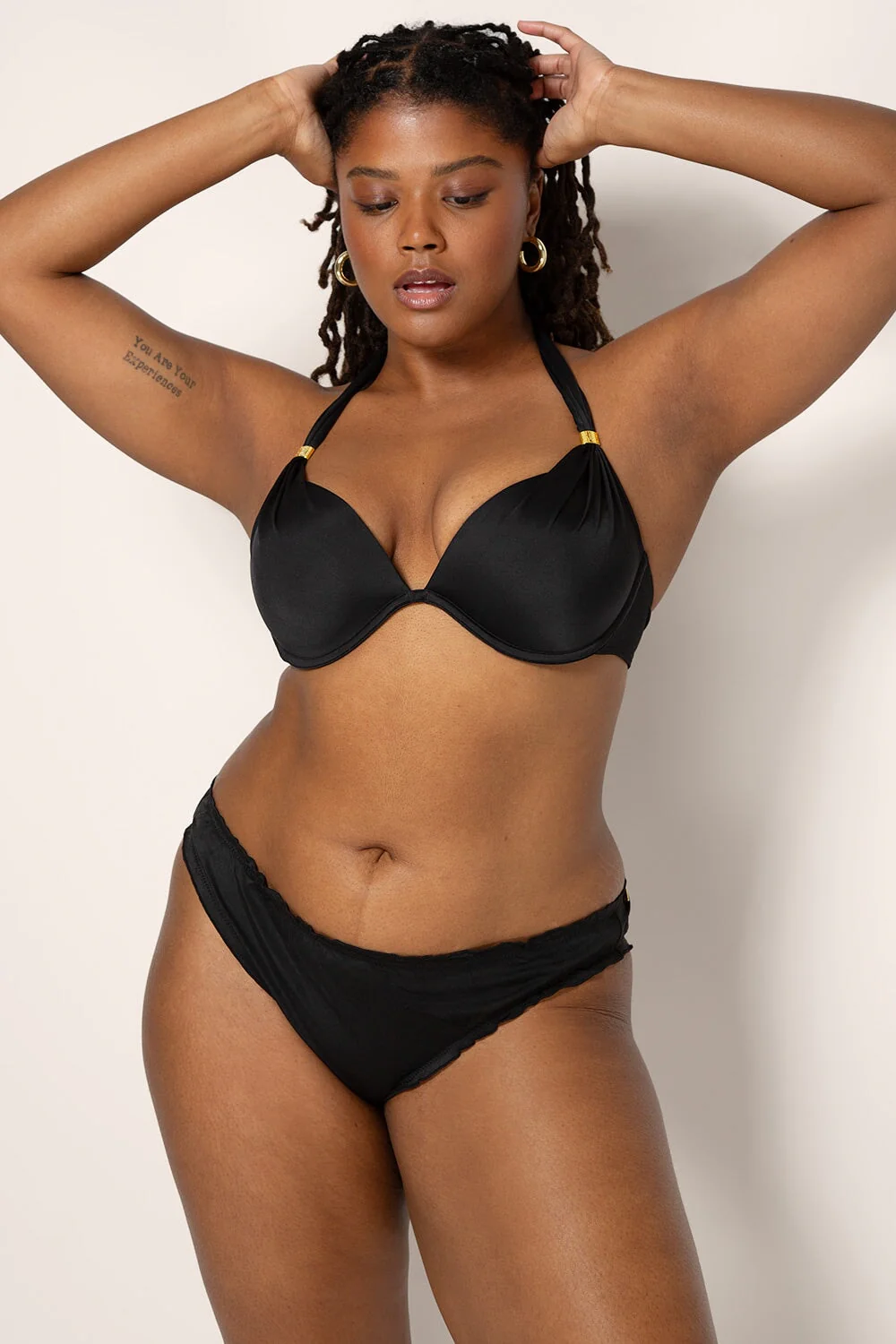 Smart Sexy Swim Secret Ruffled Black Bikini Bottom