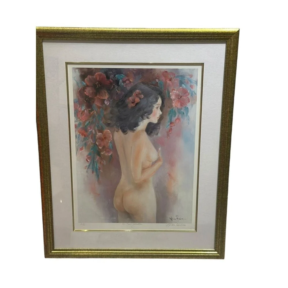 Hilda Rindom A Beautiful Nude Lithograph San Jardn 25x31 Signed Cuban