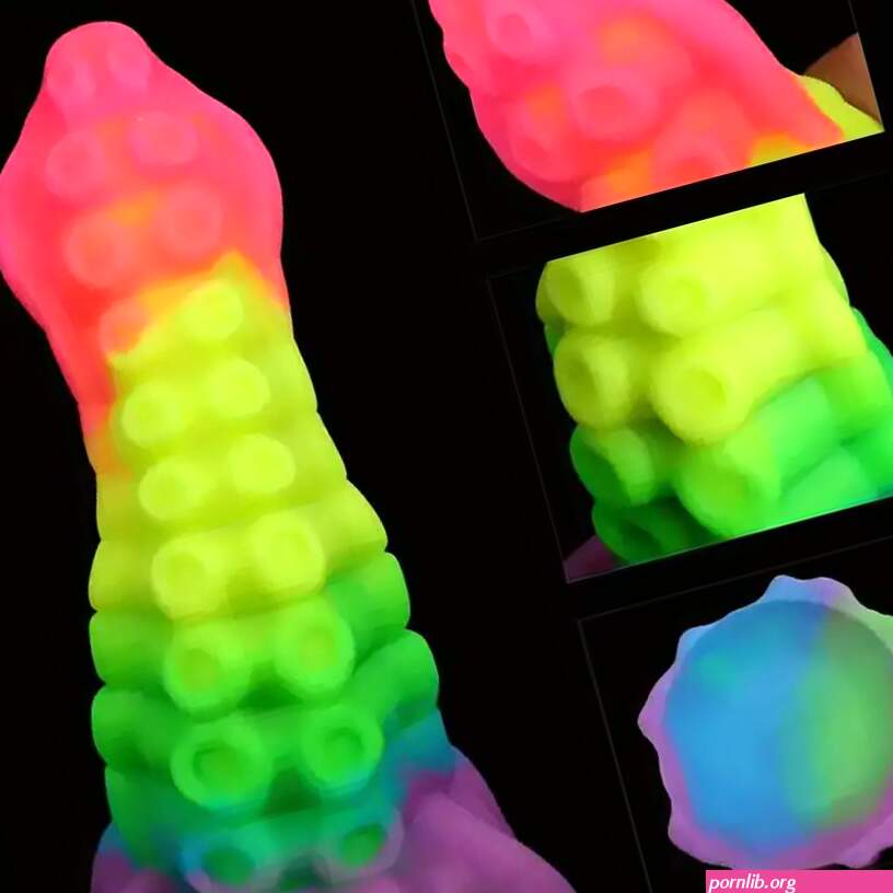 6.34in 8.66in Silicone Soft Rainbow Penis Tentacle Luminous Dildo