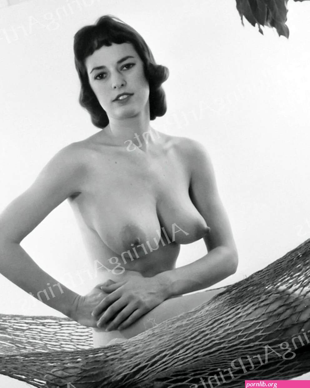 60s Nude Brunette Model Vintage Black White