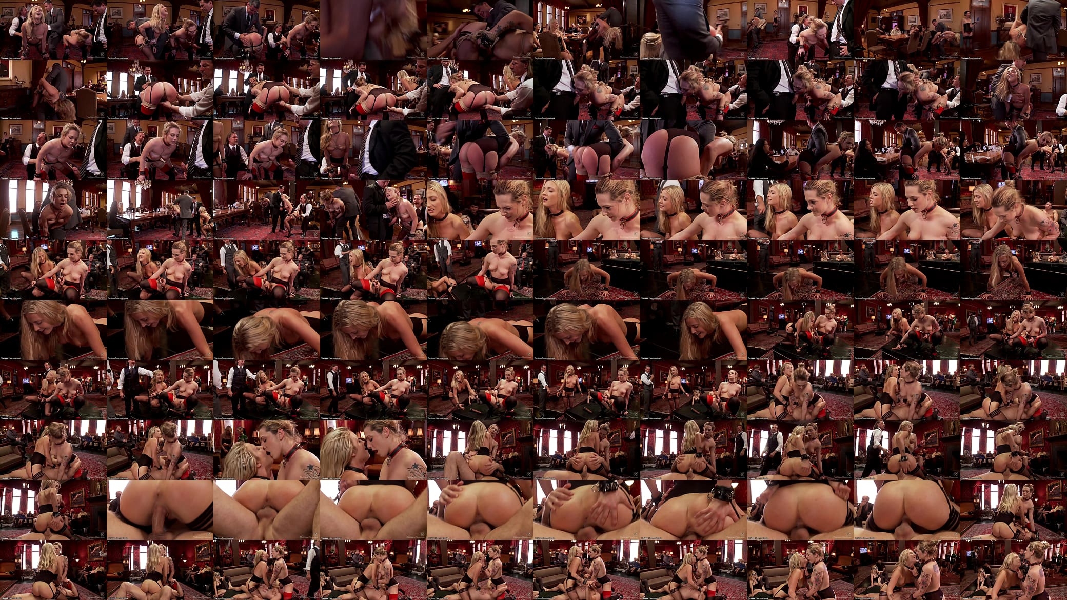 Porn: blondes riding big dick at bdsm party