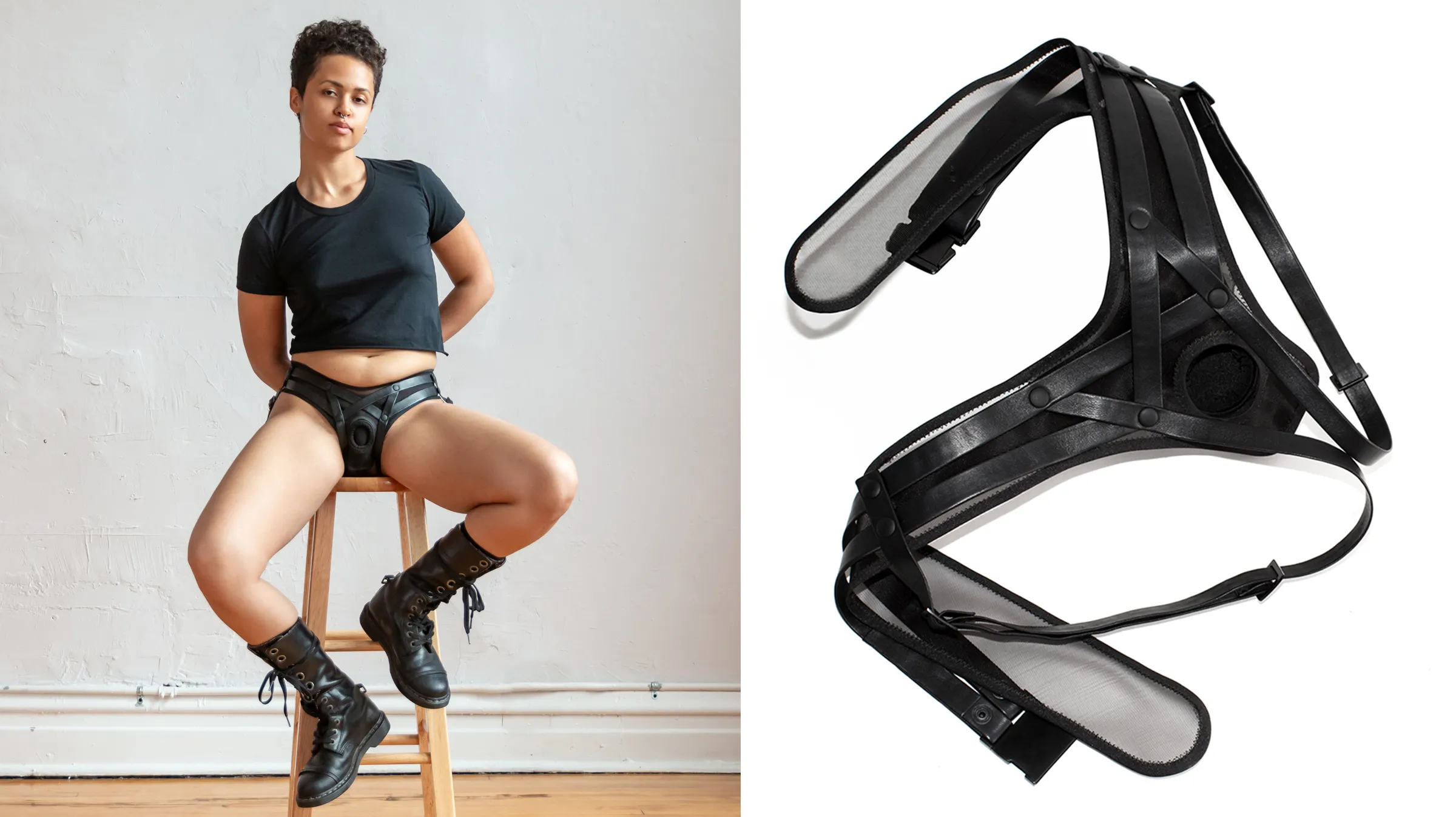 Porn: lesbian strap black