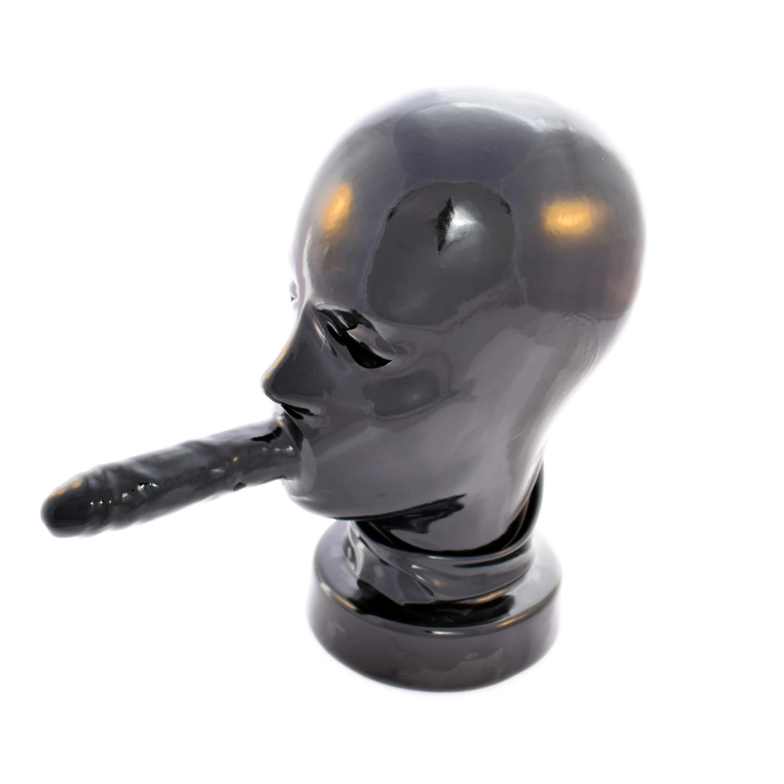 Porn: dildo with latex hood